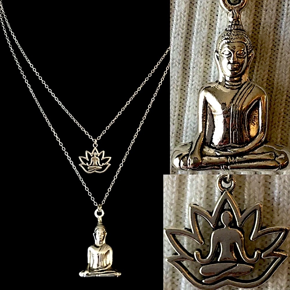 “Buddhist Awakening” Handmade 2-Layer Necklace, Buddha, Buddhism, Lotus Flower - Picture 1 of 16